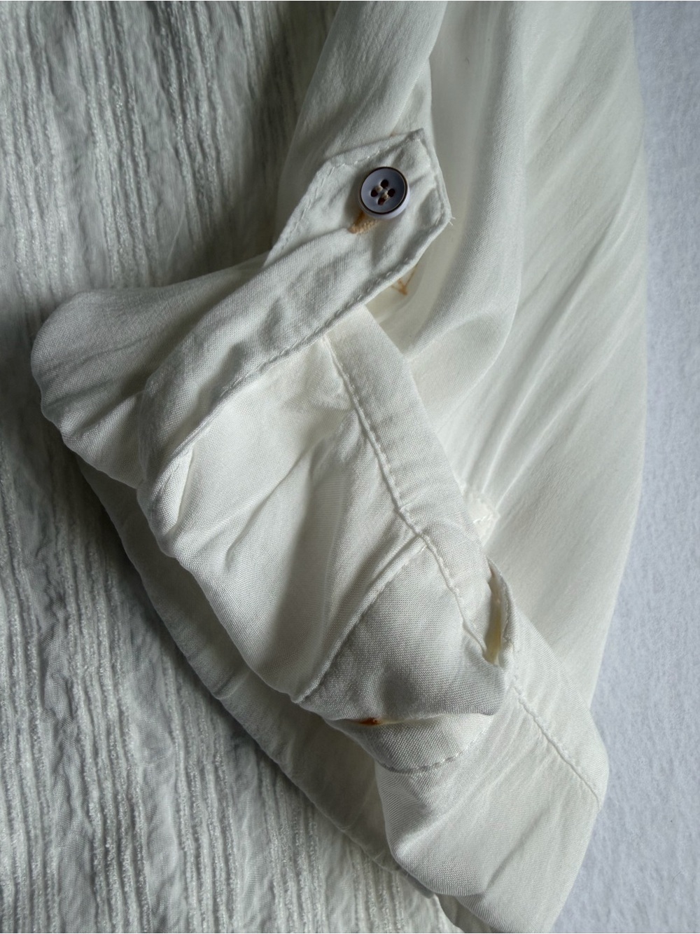 Anthropologie Cream Textured Tunic Button Down Blouse Medium Boho - Picture 6 of 15